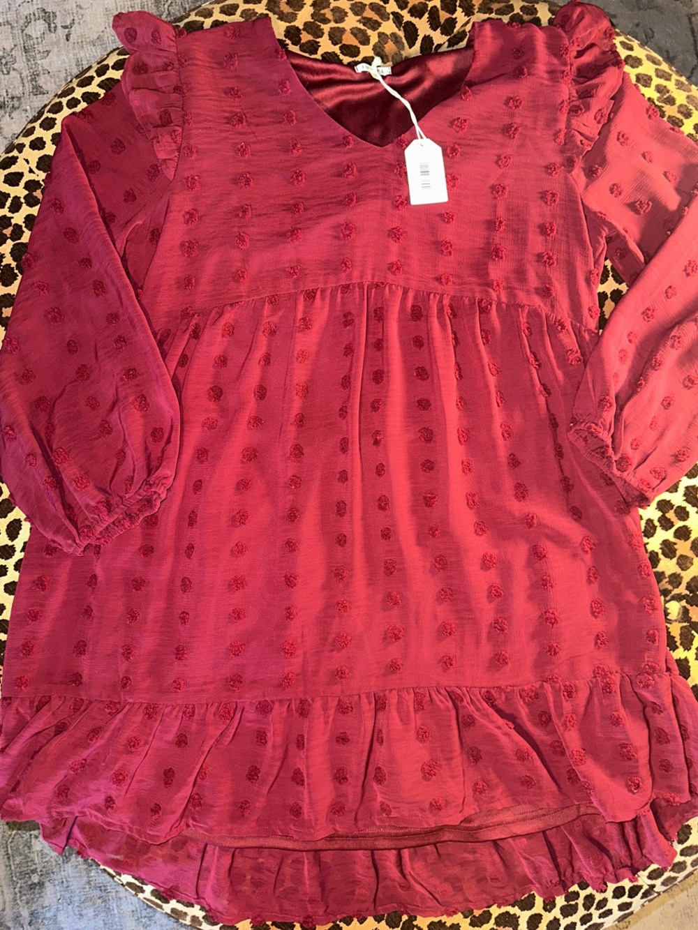 Women’s Red Ruffled Dot Dress
